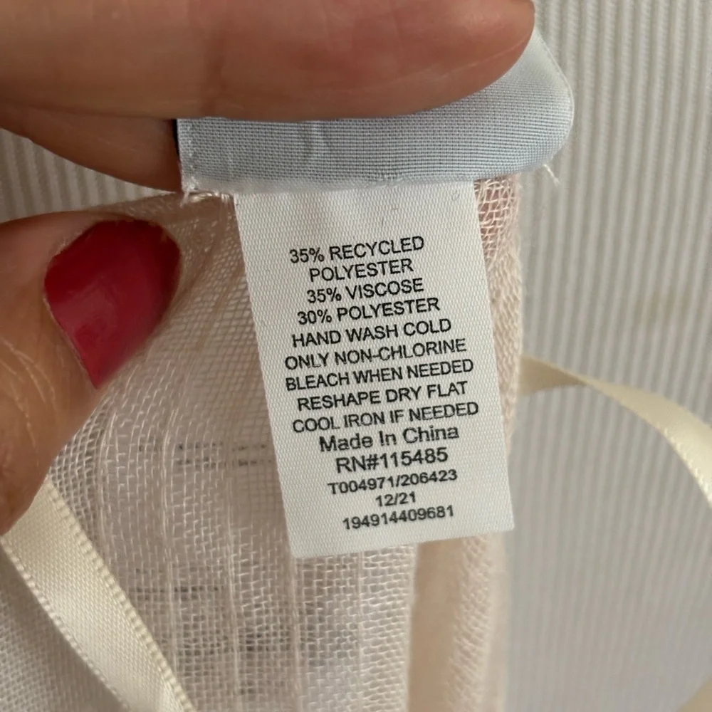 Sonoma Kimono Wrap O/S White Swan Mesh Knit Handkerchief Hem WSN21LP11